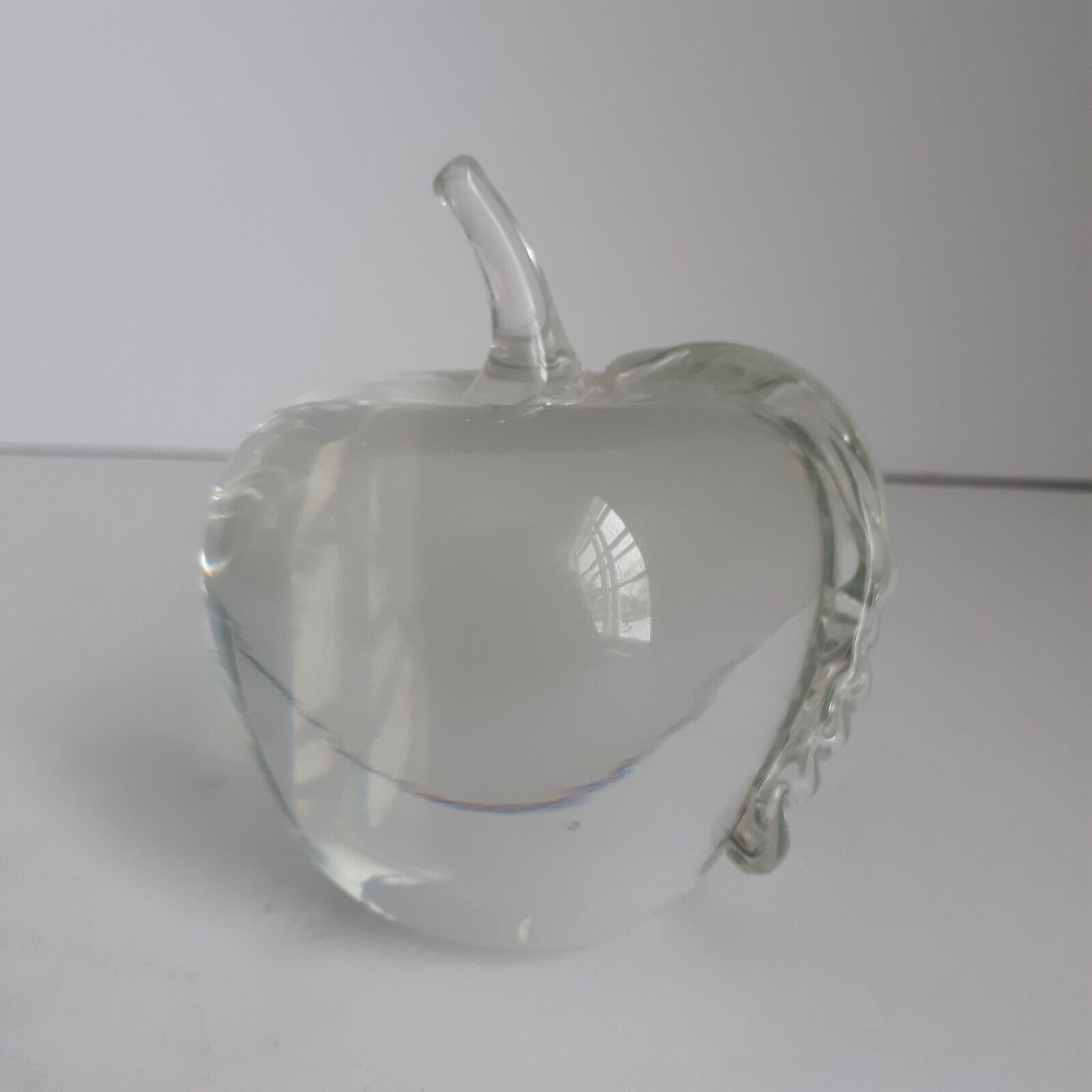  VINTAGE CLEAR GLASS APPLE PAPERWEIGHT SIGNED TANG \'85 ART GLASS 4\