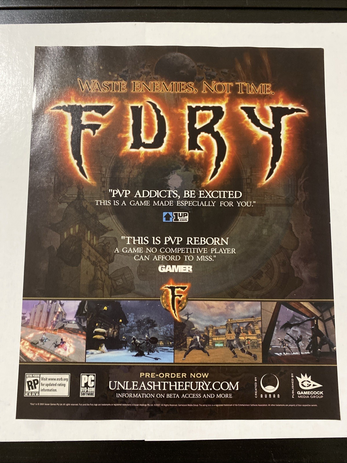Fury PC 2007 Vintage Video Game Print Ad/Poster Official Art Big Box Promo Rare