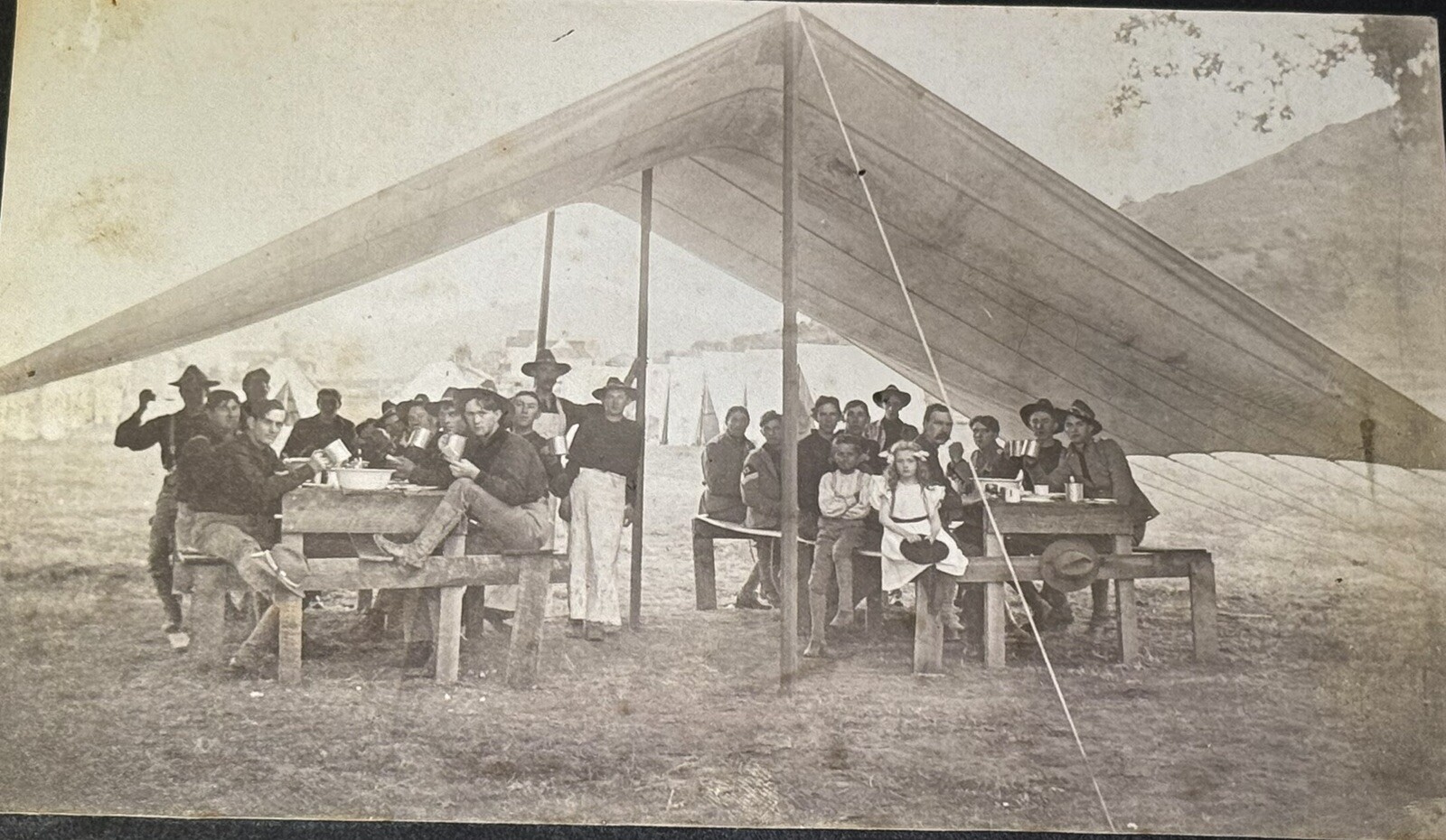 RARE Antique Original 1890’s Photo Roosevelt's ROUGH RIDERS Soldiers Tent Camp