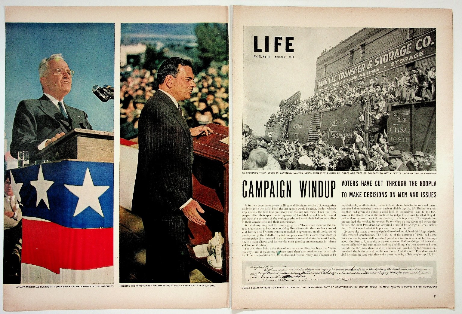 1948 LIFE Magazine Spread Truman Dewey Election Campaign Windup Ephemera 1948 LIFE Magazine Spread Truman Dewey Election Campaign Windup Ephemera