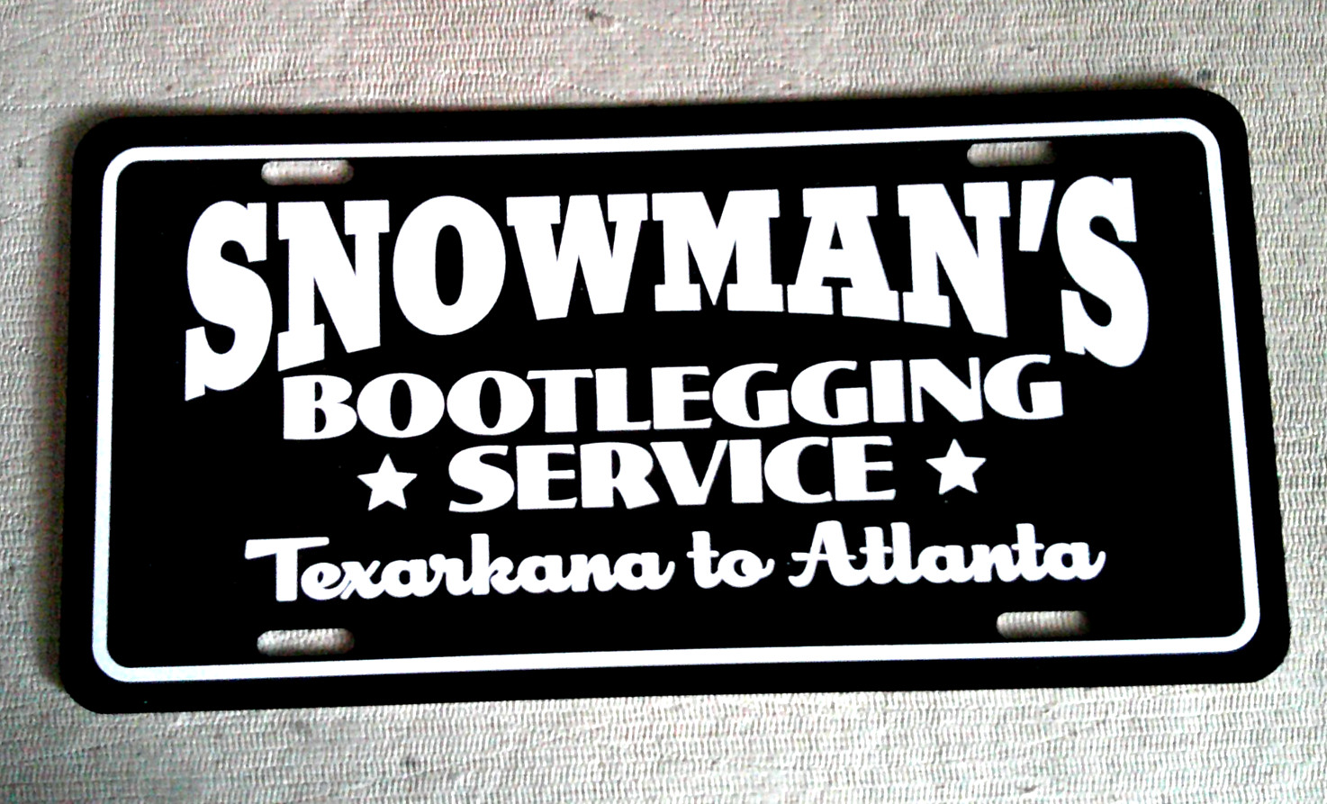 Snowman's Bootlegging license plate tag     smokey & the bandit movie jerry reed