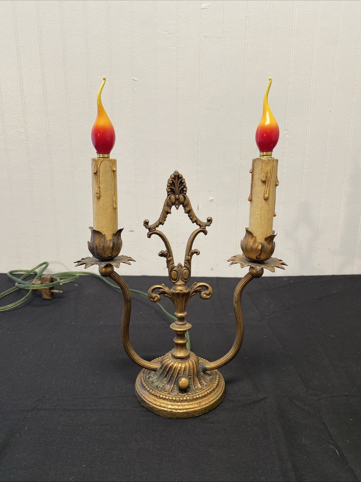 Vintage Brass French Candelabra 2 Light Table Lamp