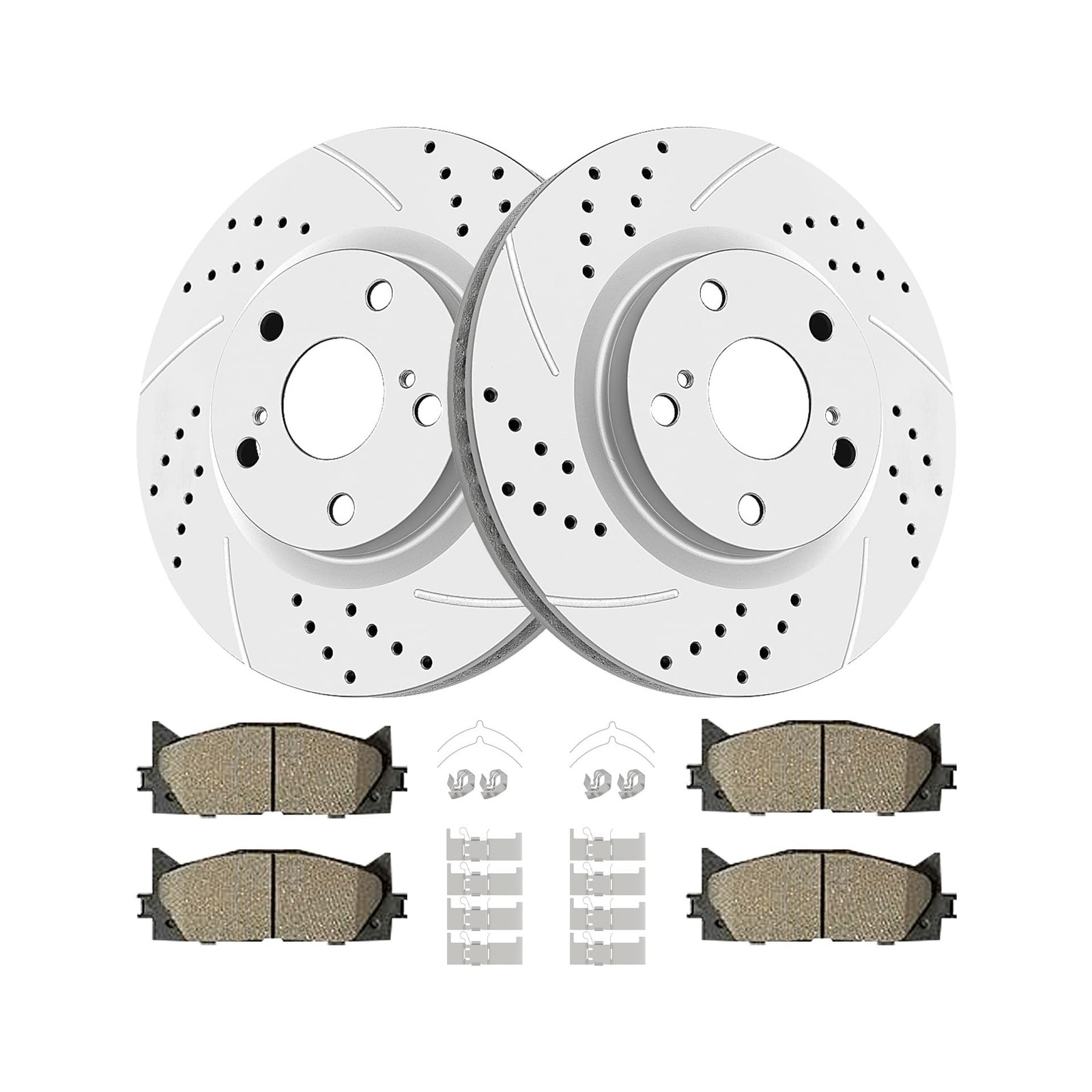 Front Drilled and Slotted Brake Rotors Ceramic Brake Pads Brake Kit Replaceme... Front Drilled and Slotted Brake Rotors Ceramic Brake Pads Brake Kit Replaceme...