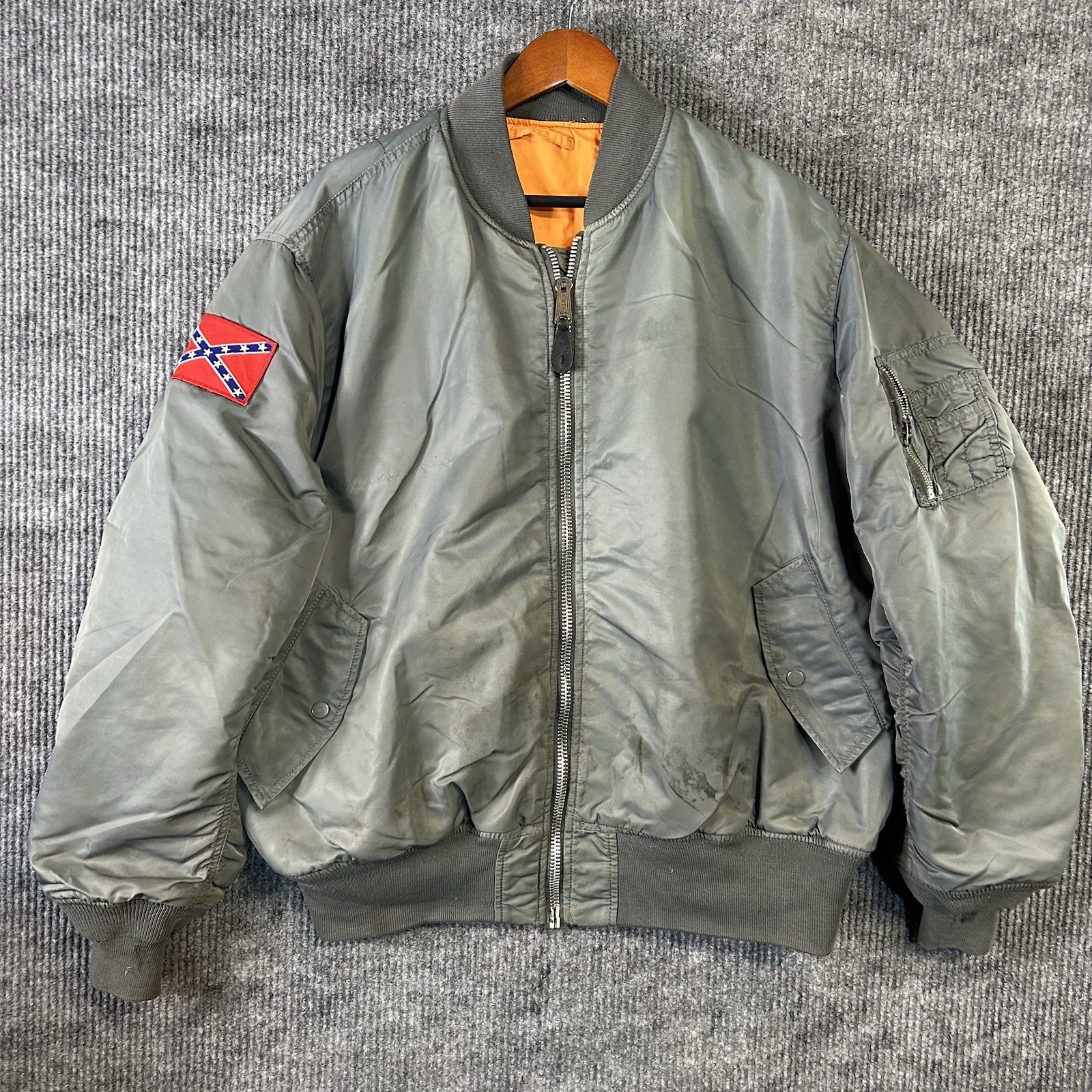 Vintage Flyers Bomber Jacket Men’s Large MA-1 Intermediate Gray Reversible
