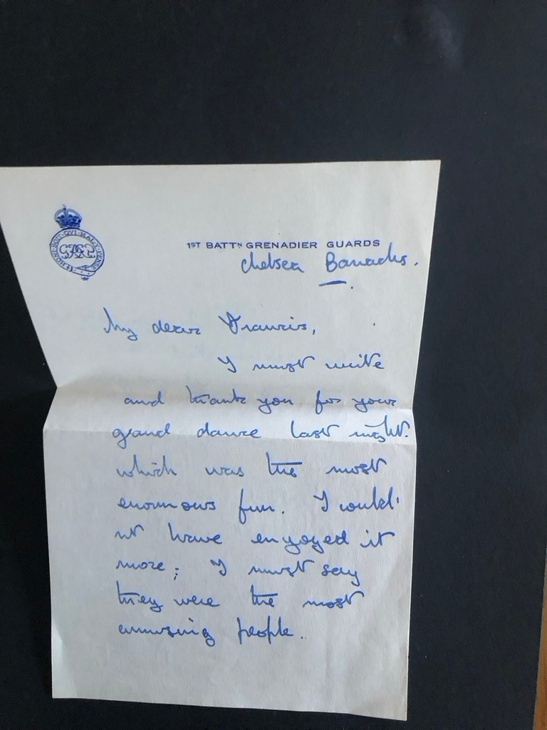 Vintage 1st Battalion Grenadier Guards Chelsea Barracks letter David dance