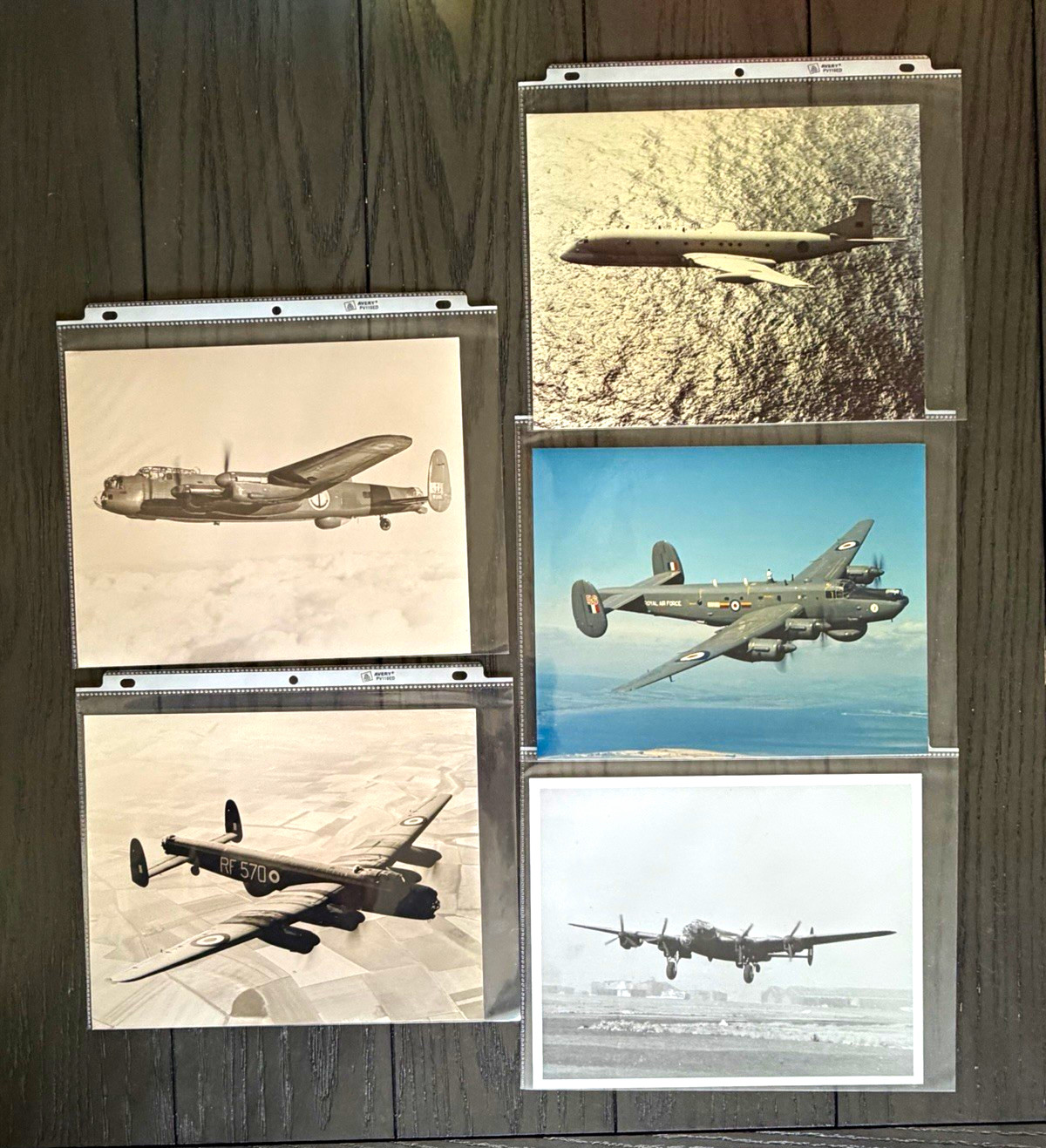 Vintage Lot of 5 British Military Aircraft Photo Prints w/ Info Backs