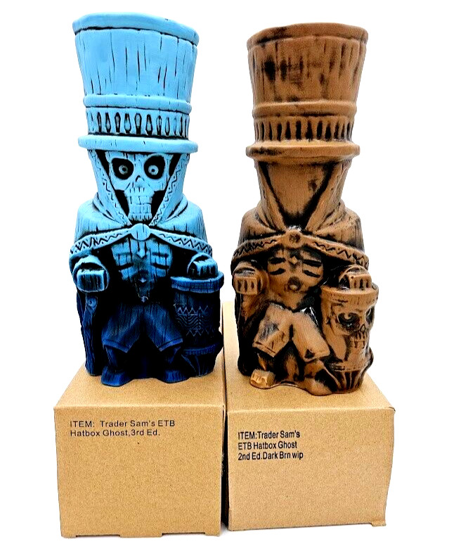 Disney Trader Sam\'s Haunted Mansion Hatbox Ghost Enchanted 2nd 3rd Ed Tiki Mugs