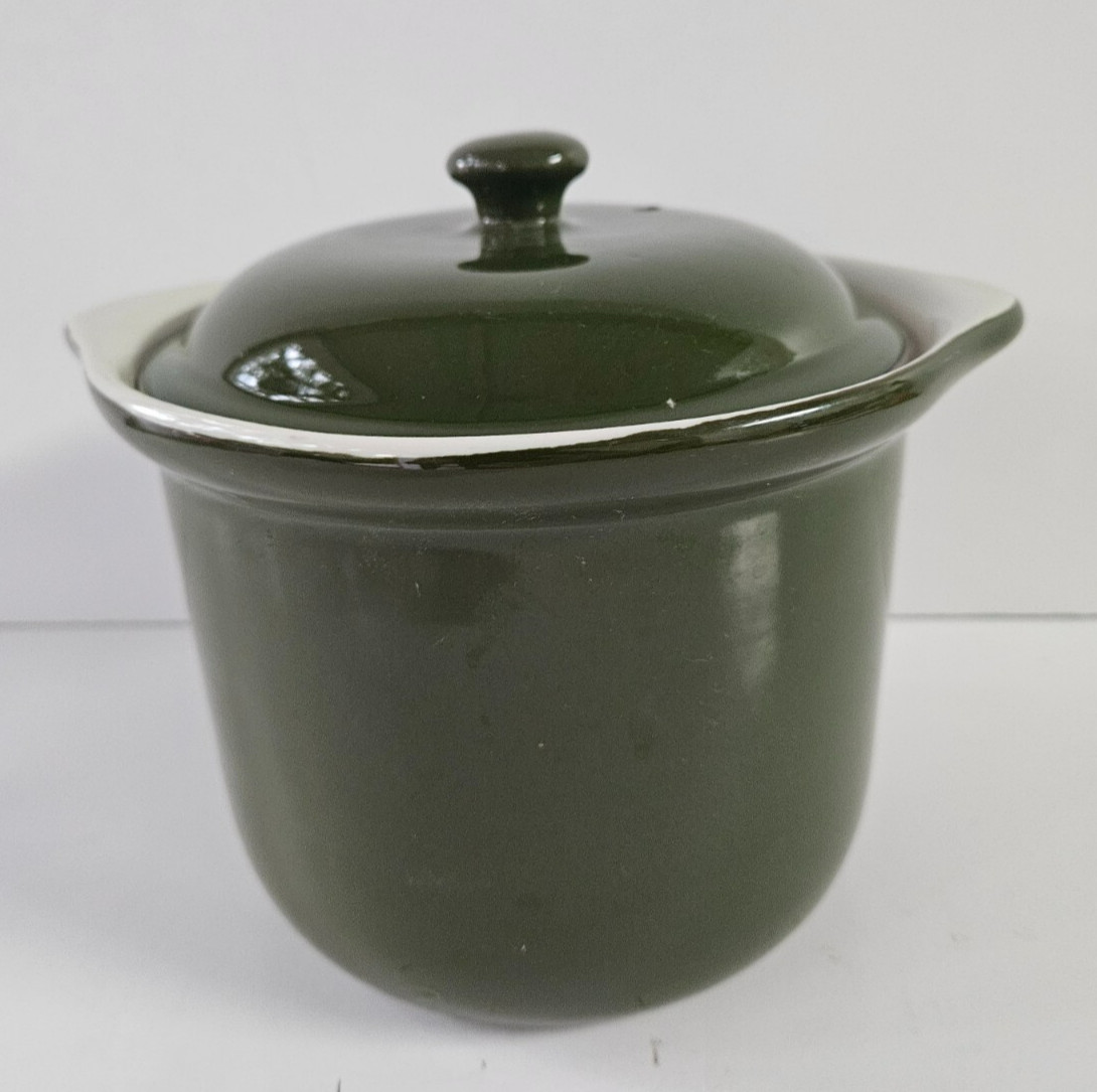 HALL Pottery - #475 VENTED-LID SOUP CROCK/BOWL Olive Green 7 \