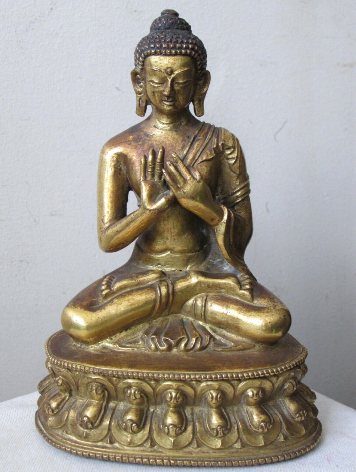 Antique 18th Century Tibetan CHINESE Qing Dynasty GILT Gilded Bronze Buddha