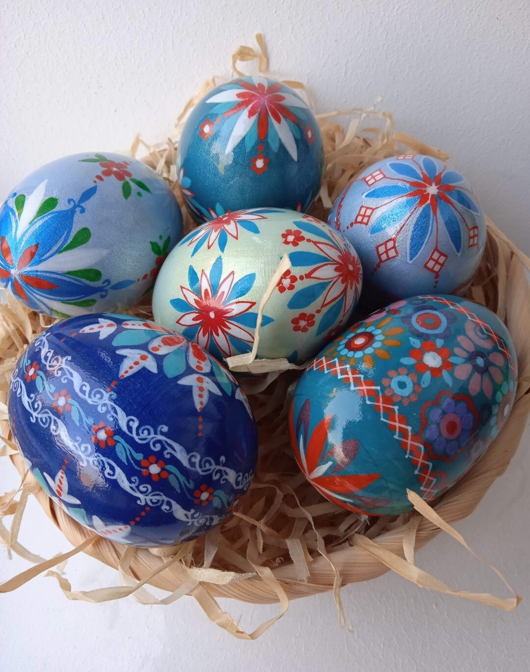 Easter Eggs Hand-painted Wooden Eggs in gift box set of 5 Easter Decorations