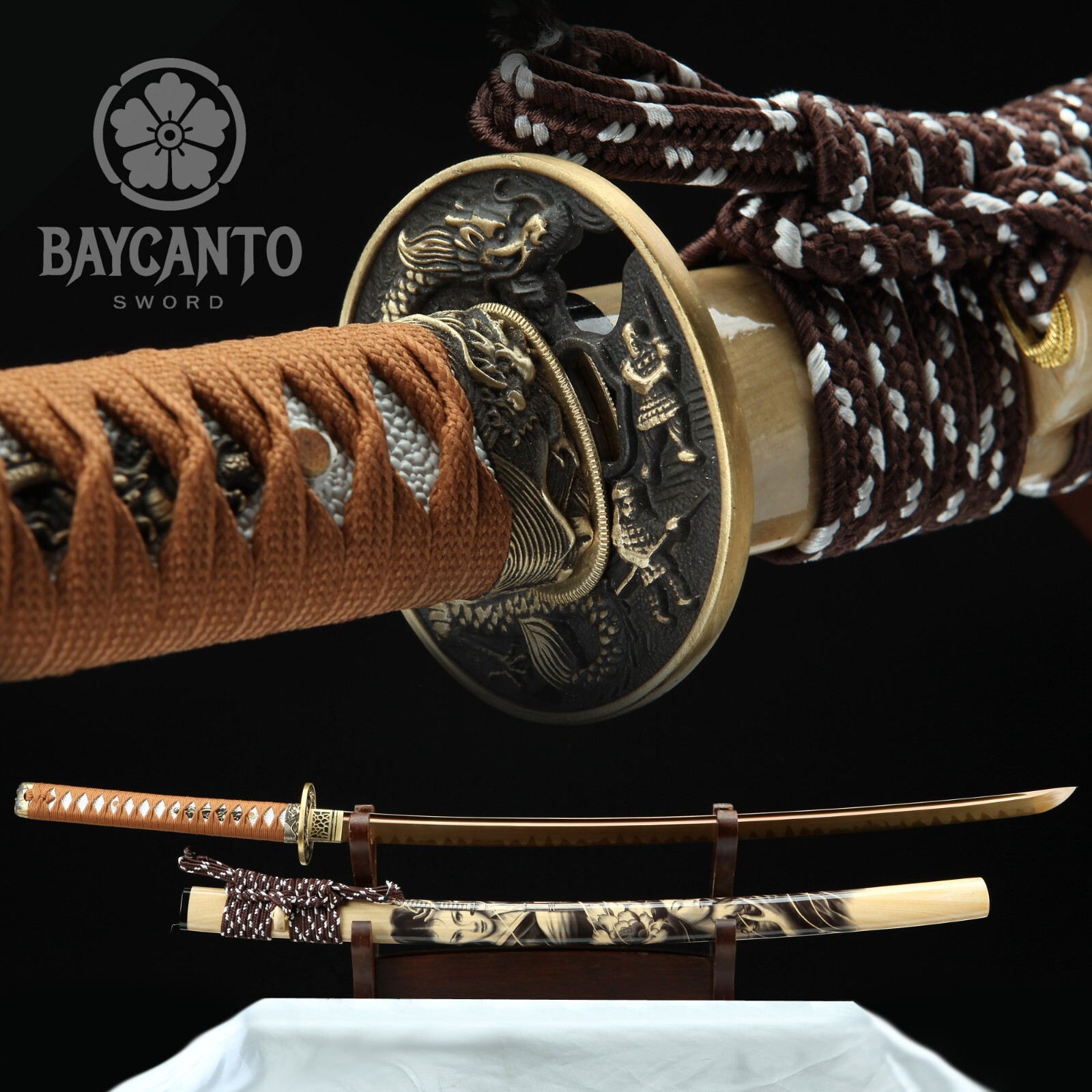 Top Craft Japanese Katana Handmade Clay Tempered T10Steel Real Hamon Sharp Sword