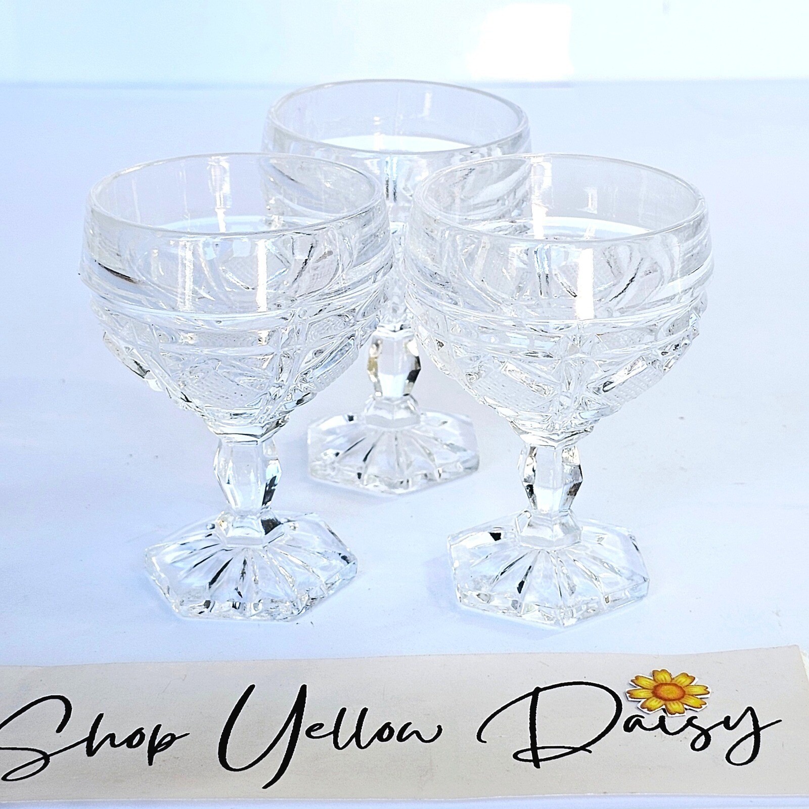 Vintage Christopher Stuart Yvone Crystal Cordial Liqueur Glasses Set 3 Barware