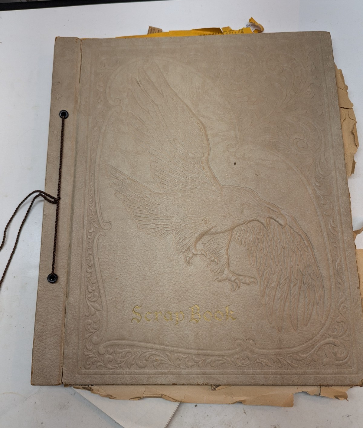 Vintage Harlich Cream Scrapbook Embossed Eagle Front