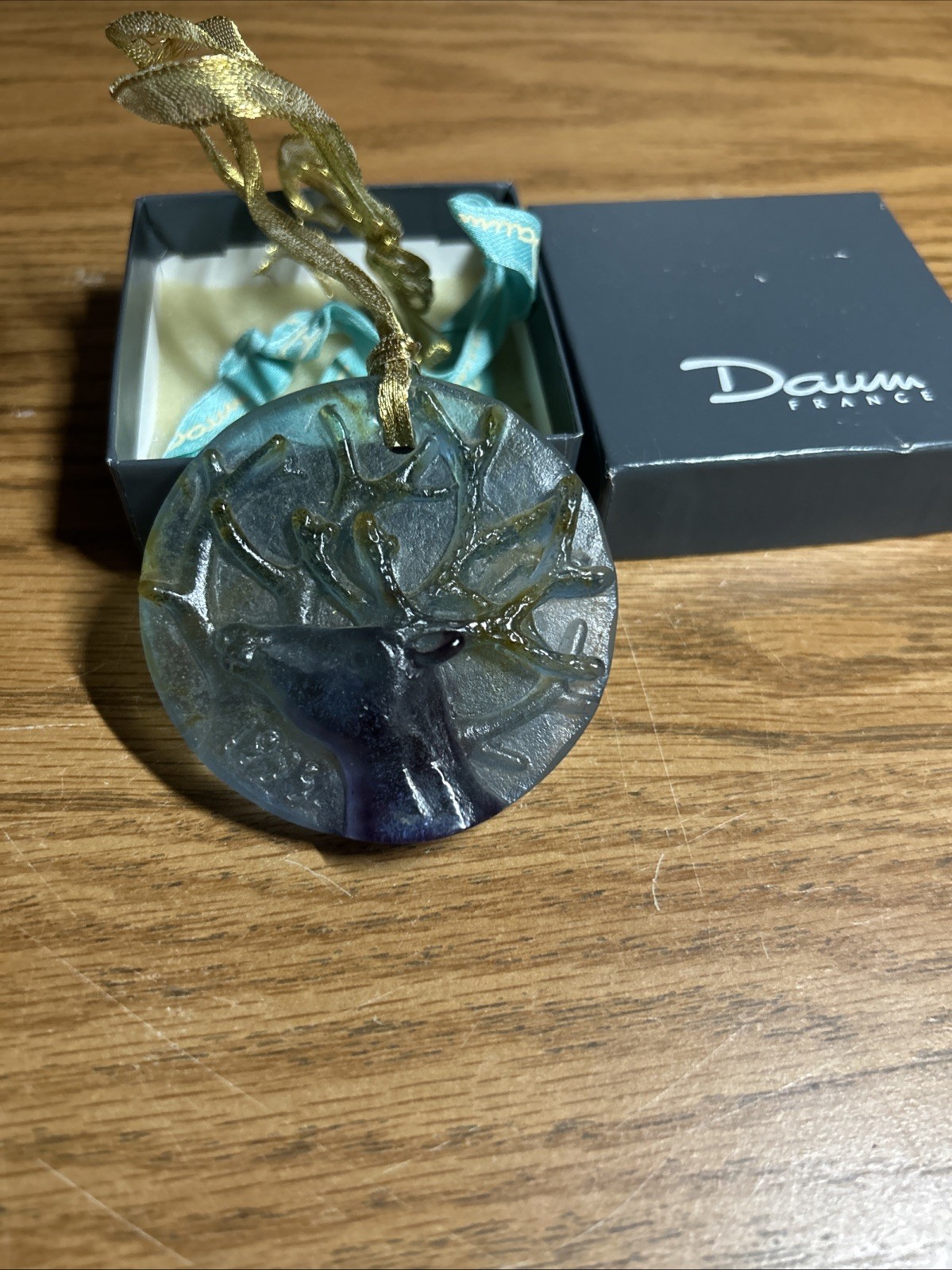 Daum France Crystal Christmas Reindeer Ornament De Noel 1993 02407 2 1/2”