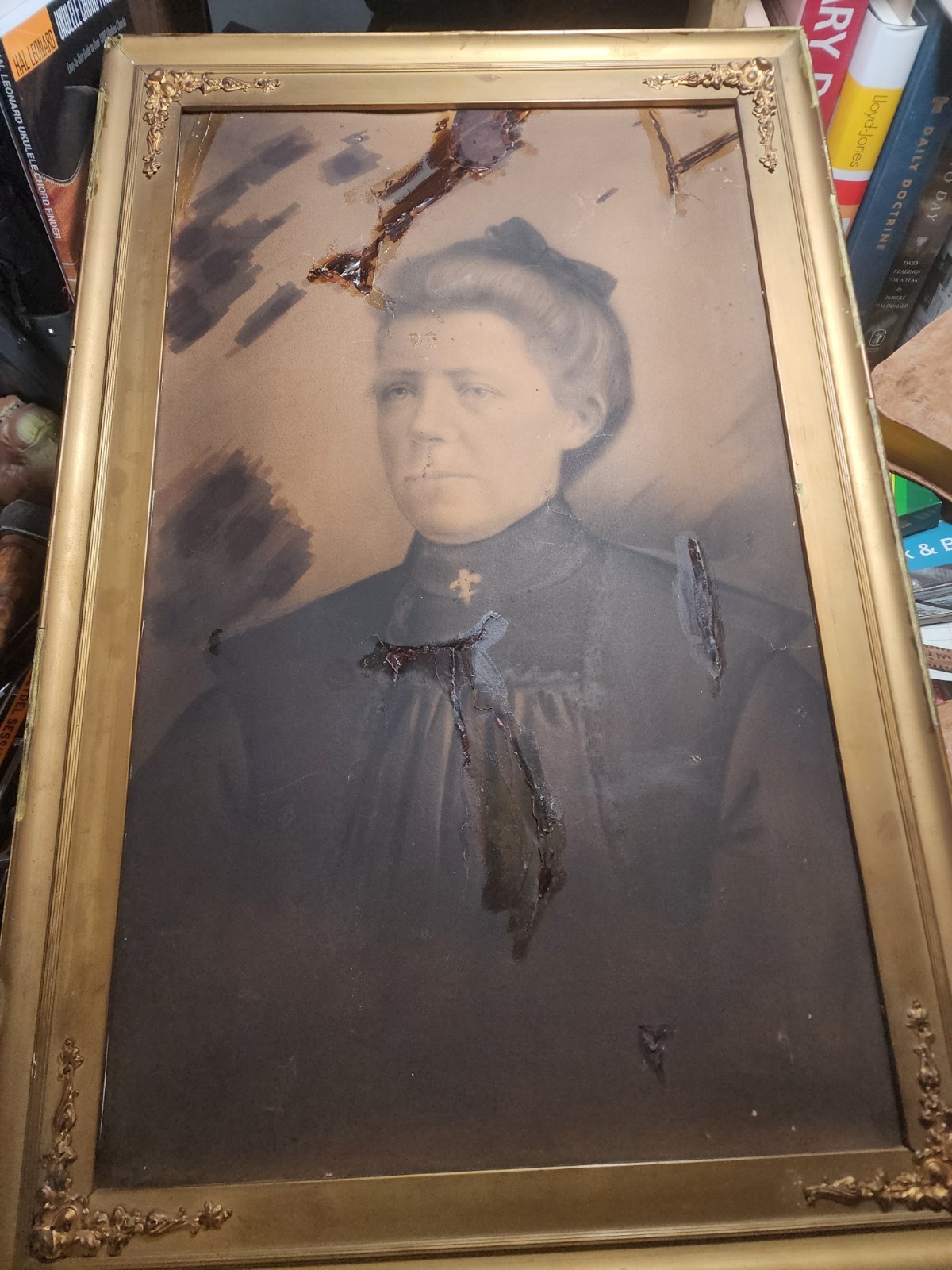 Large antique 1800s photograph Woman 12 X 20 Haunting Look