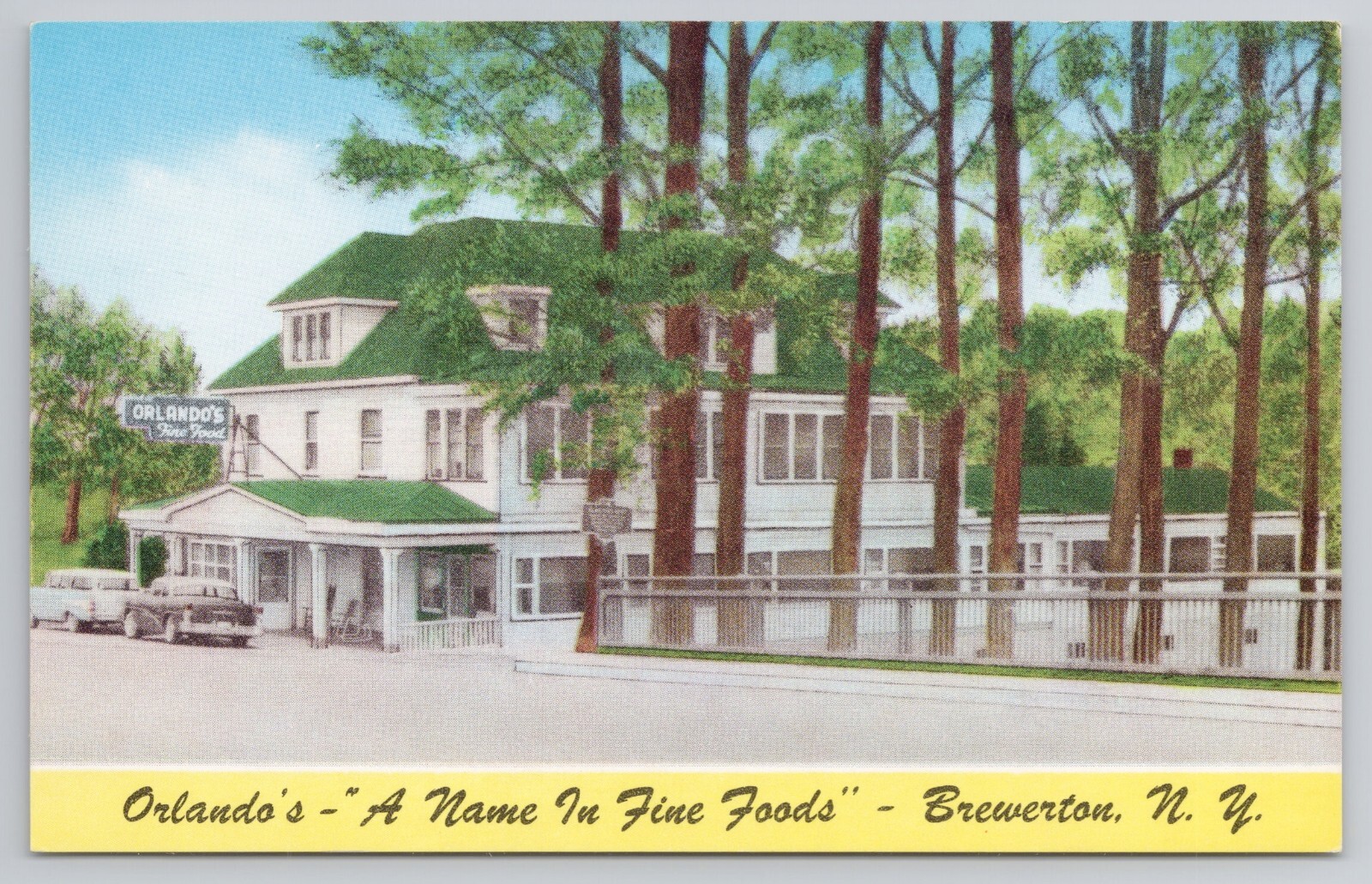 Orlando\'s Restaurant Brewerton New York NY 1950s Postcard Cars