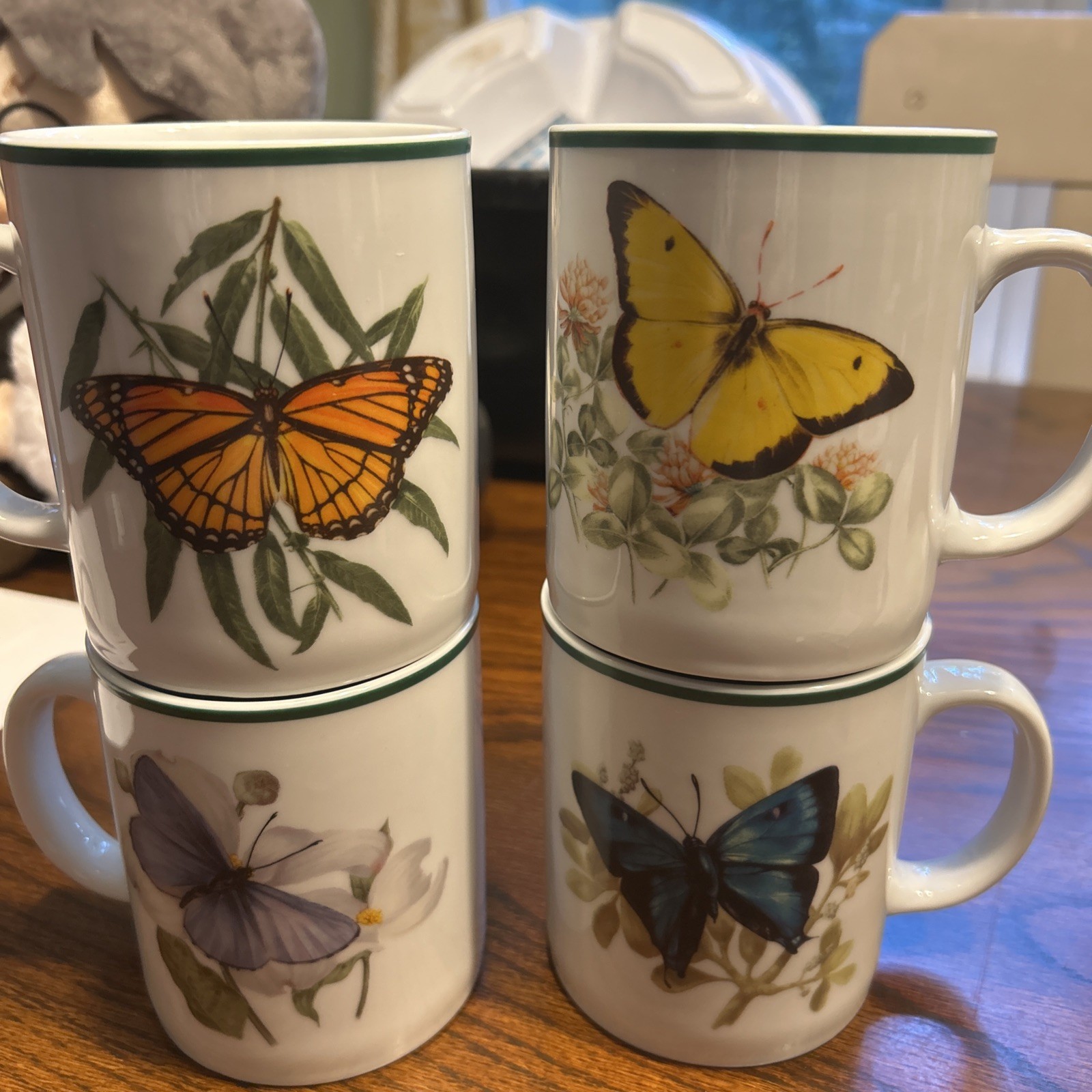 Vintage Nat'l Wildlife Federation Coffee Mugs Butterfly Monarch 4pc Set - MINT