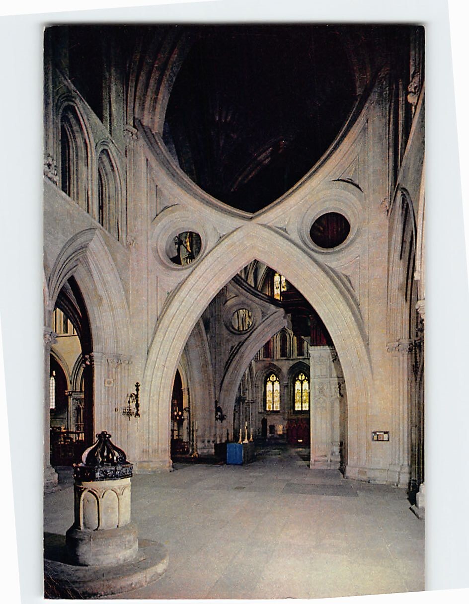 Postcard The font and inverted arches, Wells Cathedral, Wells, England