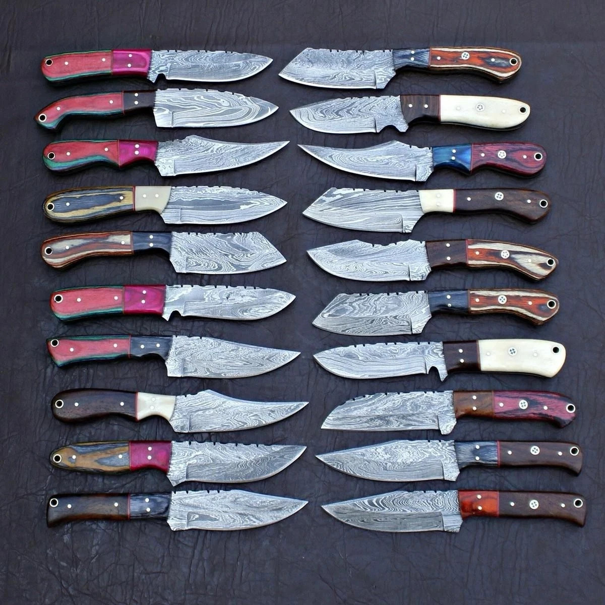 LOT OF 20 CUSTOM HANDMADE DAMASCUS STEEL SKINNER 8 inches  KNIVES WITH SHEATH