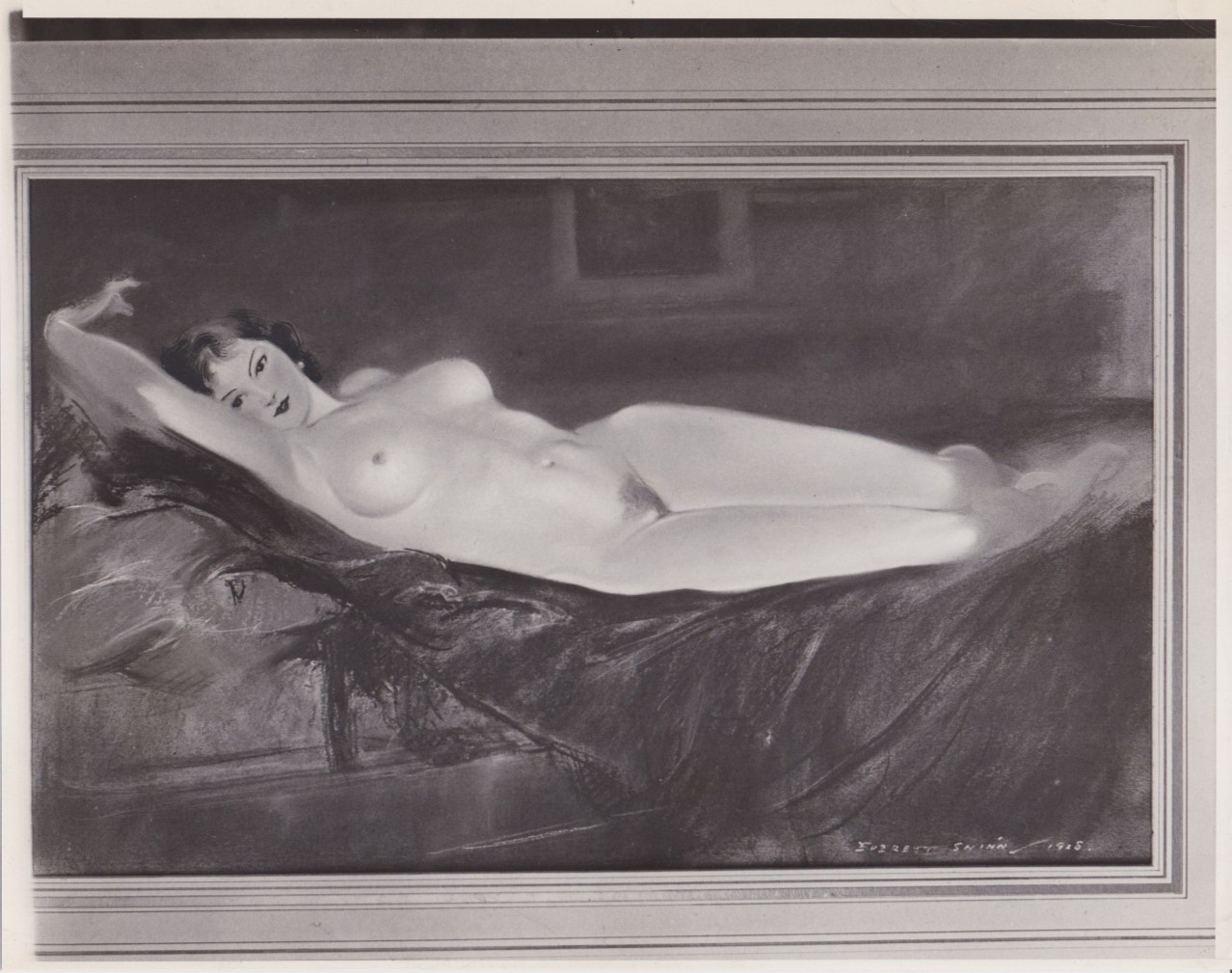 1928 Press Photo View of Artist Everett Shinn\'s Nude Painting \