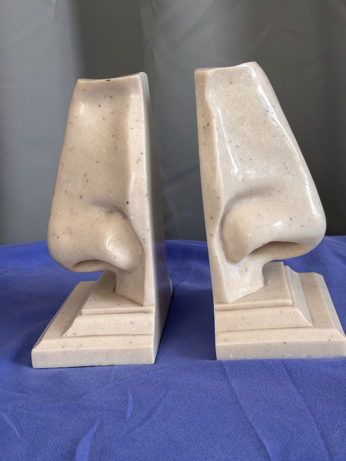Vintage “David Nose” Bookends Pop Art Faux Marble C2C Nob Hill Gallery Signed