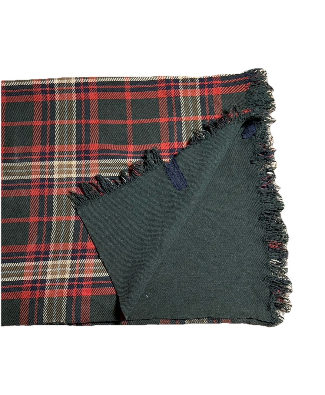 Vintage Thick Heavy Buggy Blanket Carriage Horse Throw Quilt Plaid Green Orange
