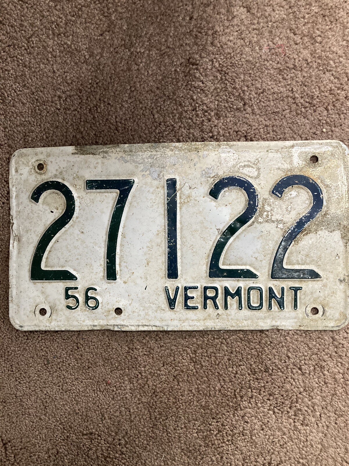 1956 Vermont License Plate - 27122 - Rustic