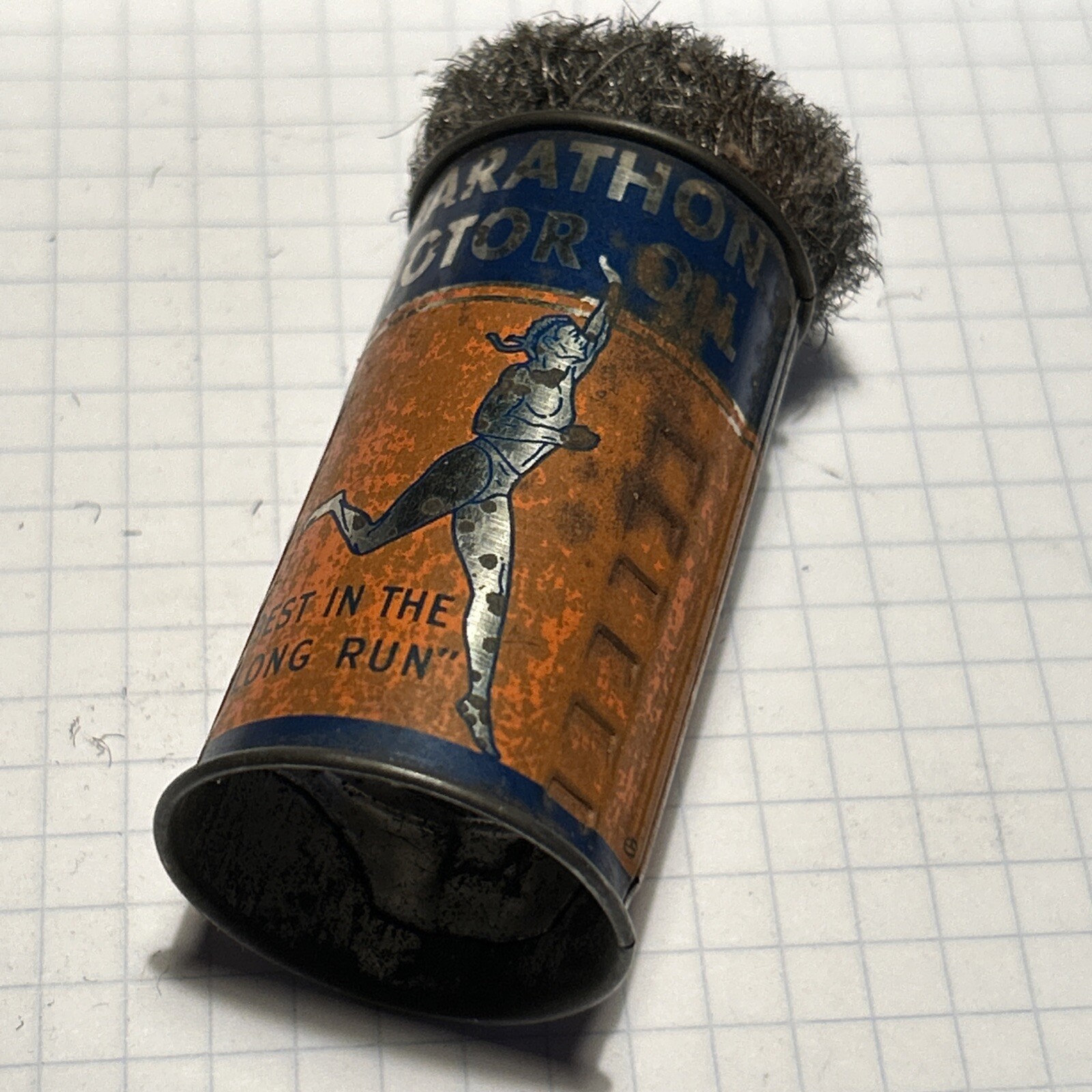 Vintage Marathon Motor Oil Advertising Premium Scour Tube