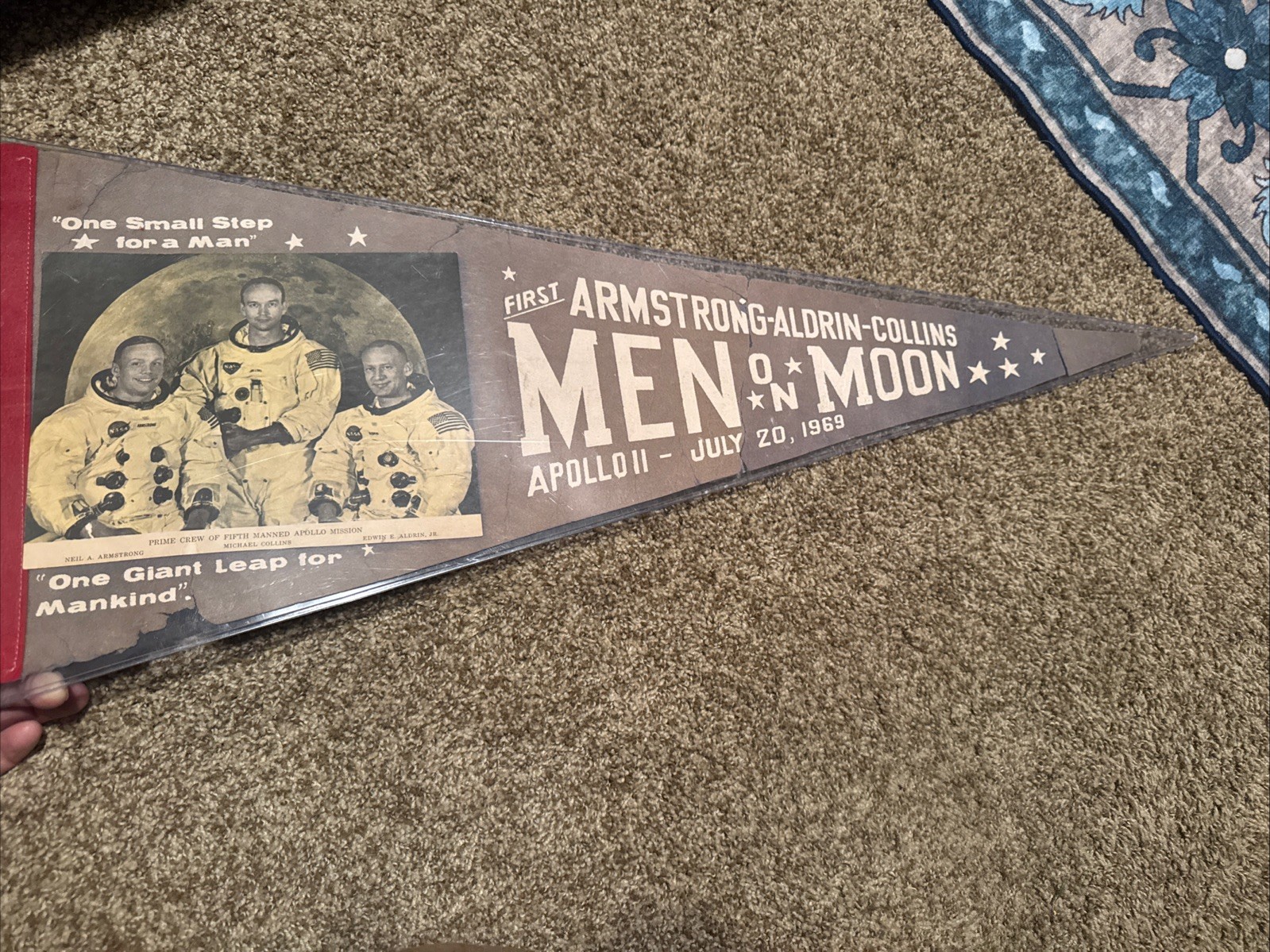 ORIGINAL PENNANT First Men on Moon Apollo 11-July20,1969 Rare One w/sleeve