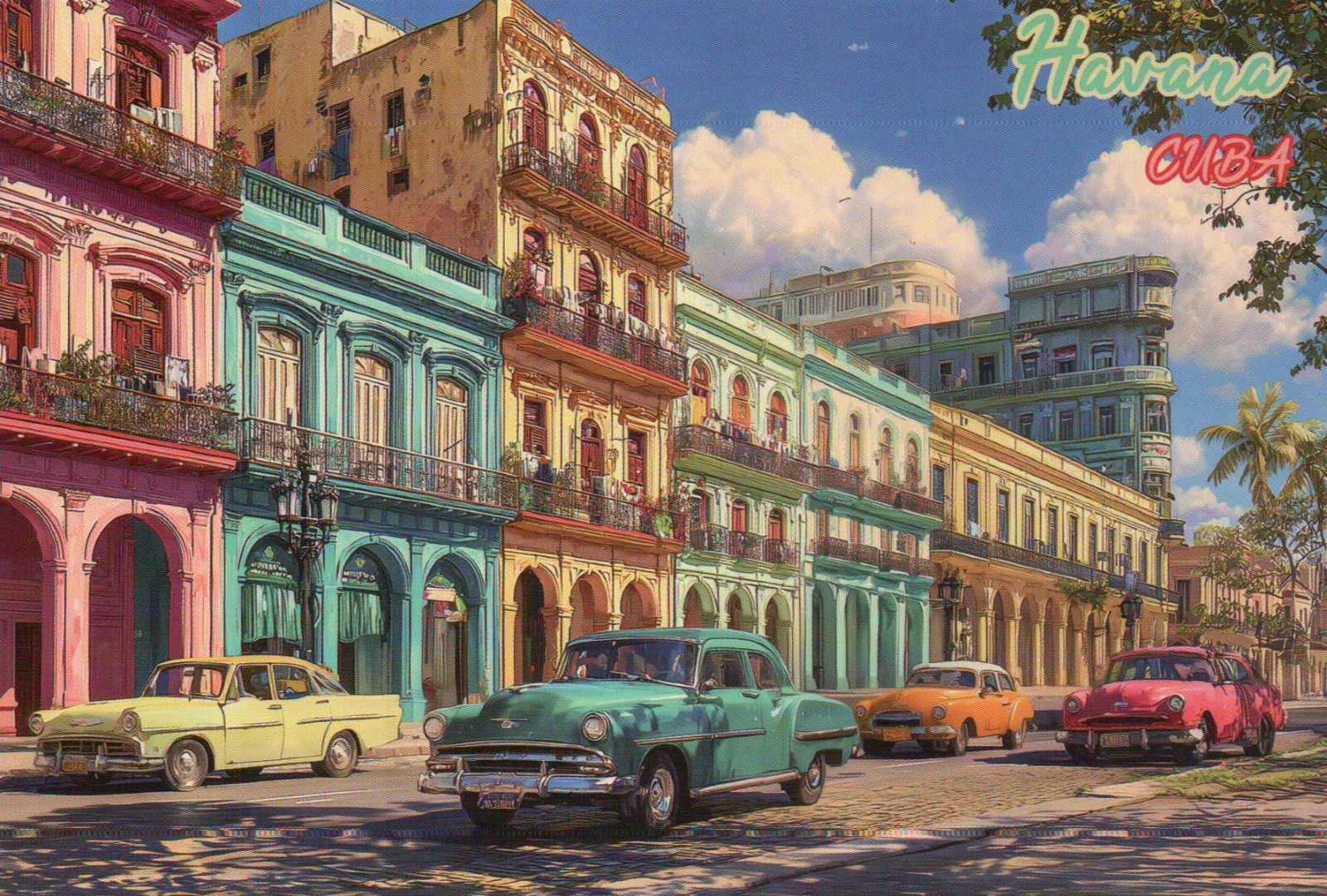 Old Havana Cuba, Cars, UNESCO World Heritage Site, Caribbean --- Modern Postcard