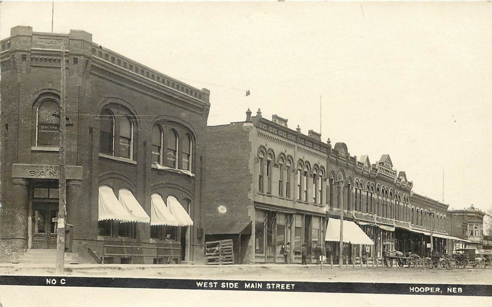 c1910 RPPC Postcard; West Side Main Street, Hooper NE Dodge County posted