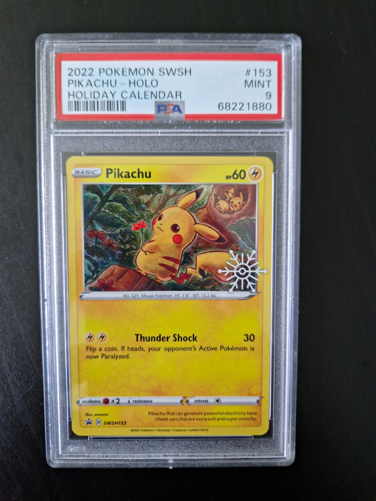 Pikachu SWSH153 PSA9 Promo Holiday Calendar