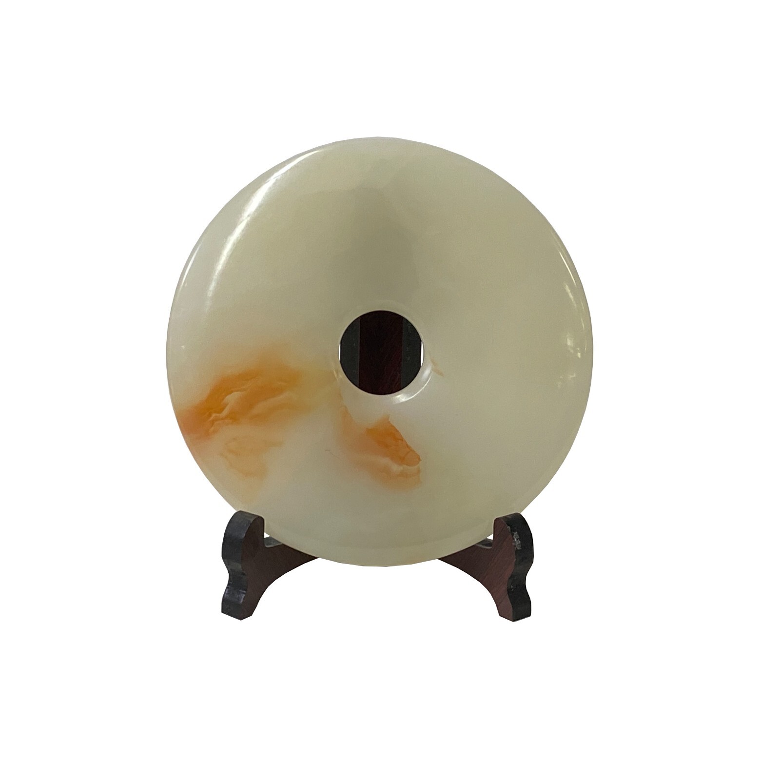 Natural White Brown Onyx Stone Round Fengshui Home Decor Display ws3178