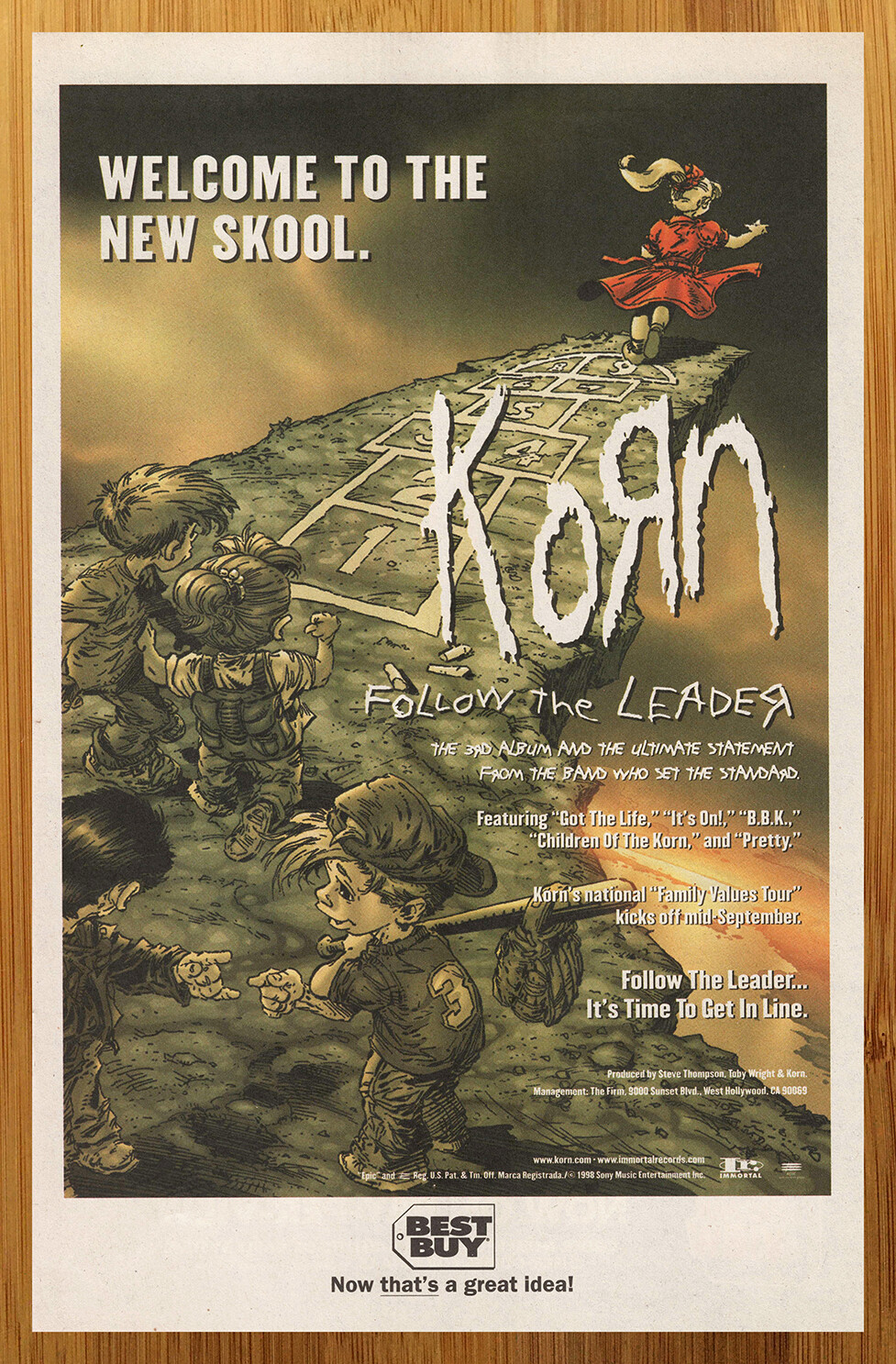 1998 KORN Follow The Leader Vintage Print Ad/Poster CD/LP Promo Art Nu Metal 90s