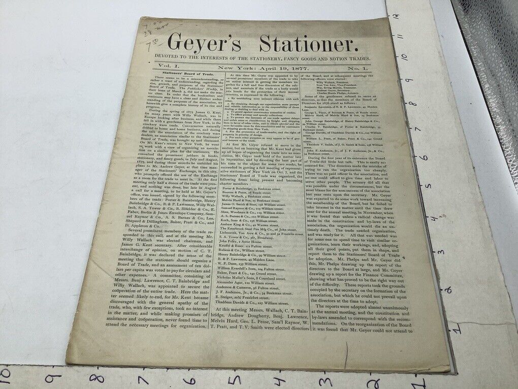 orig Issue #1 of GEYER'S STATIONER -- APRIL 19, 1877; 20pgs - DIXON'S GRAPHITE 