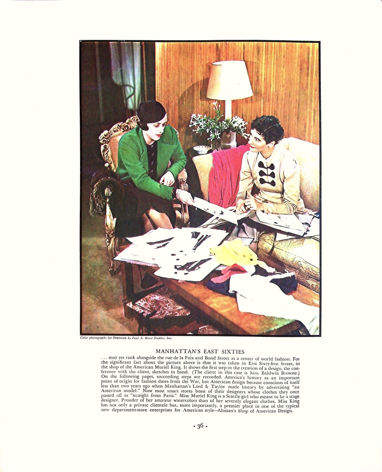 Muriel King Fashion Designer Altman Manhattan Couture Vtg 1933 Magazine Image