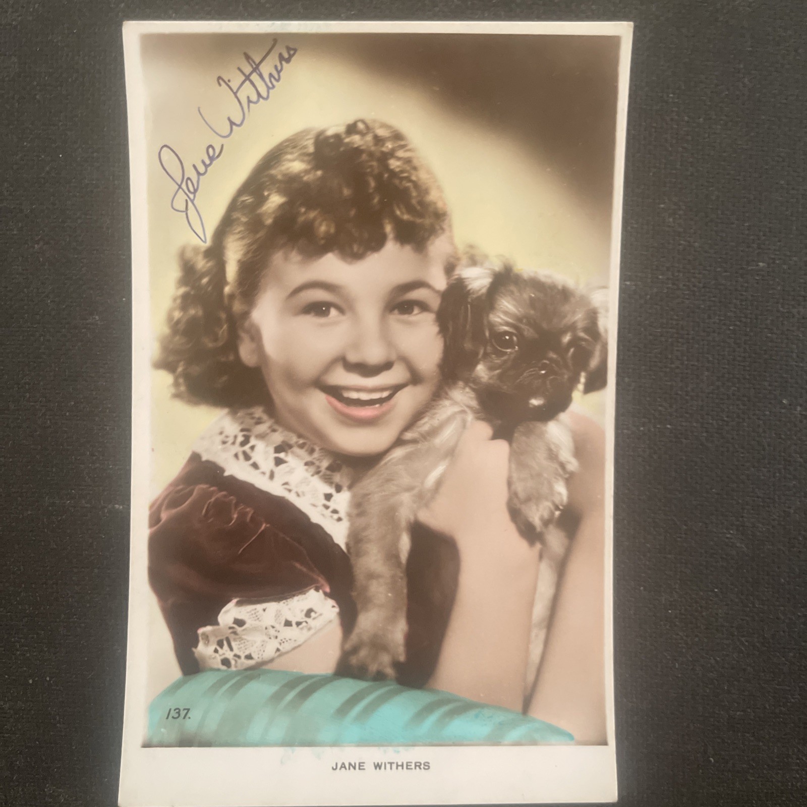Vintage Jane Withers Cinema Postcard Autograph Signature Dedication