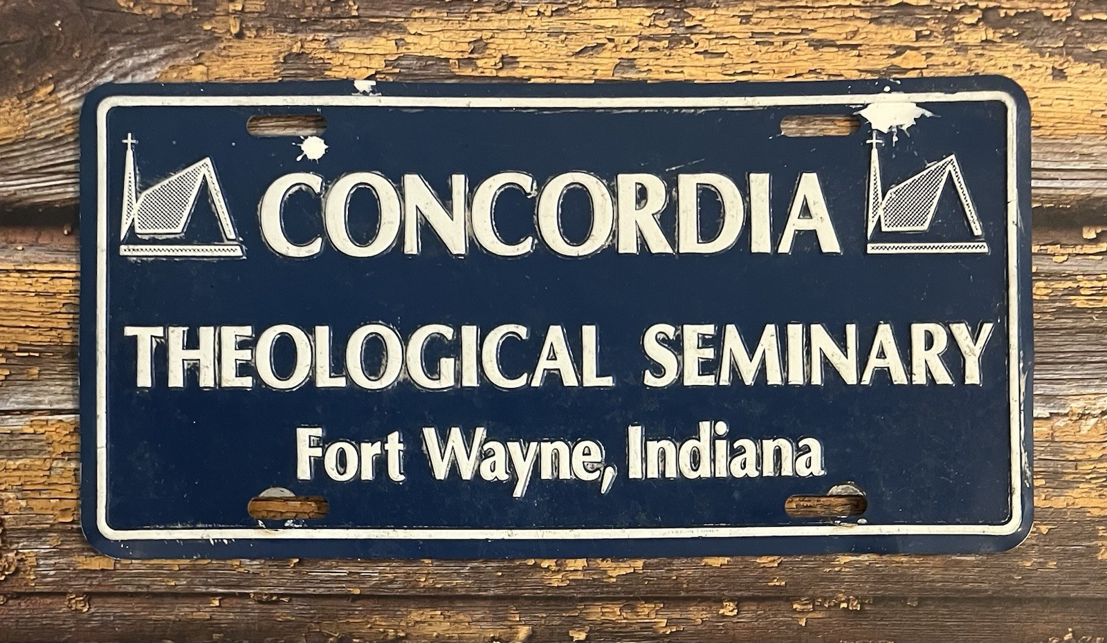 Vintage CONCORDIA THEOLOGICAL SEMINARY Booster License Plate Fort Wayne Indiana