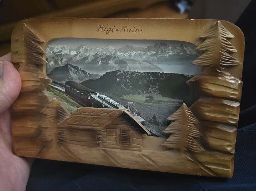 Souvenir Wood Postcard Frame Picture Holder Rigi Kulm Train Switzerland Cabin Souvenir Wood Postcard Frame Picture Holder Rigi Kulm Train Switzerland Cabin
