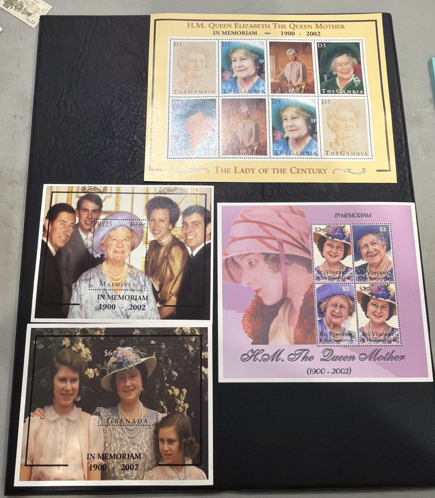 In Memoriam Queen Mother 2002 Maldives, Grenada, Gambia St Vincent 14 Stamps E11 In Memoriam Queen Mother 2002 Maldives, Grenada, Gambia St Vincent 14 Stamps E11