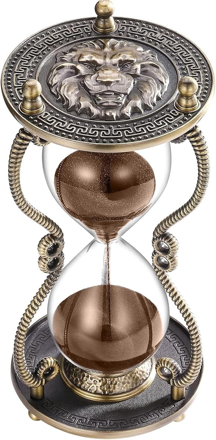  Hourglass Sand Timer 60 Minute:Large Lion Brass 60 Minutes Lion Brown Sand