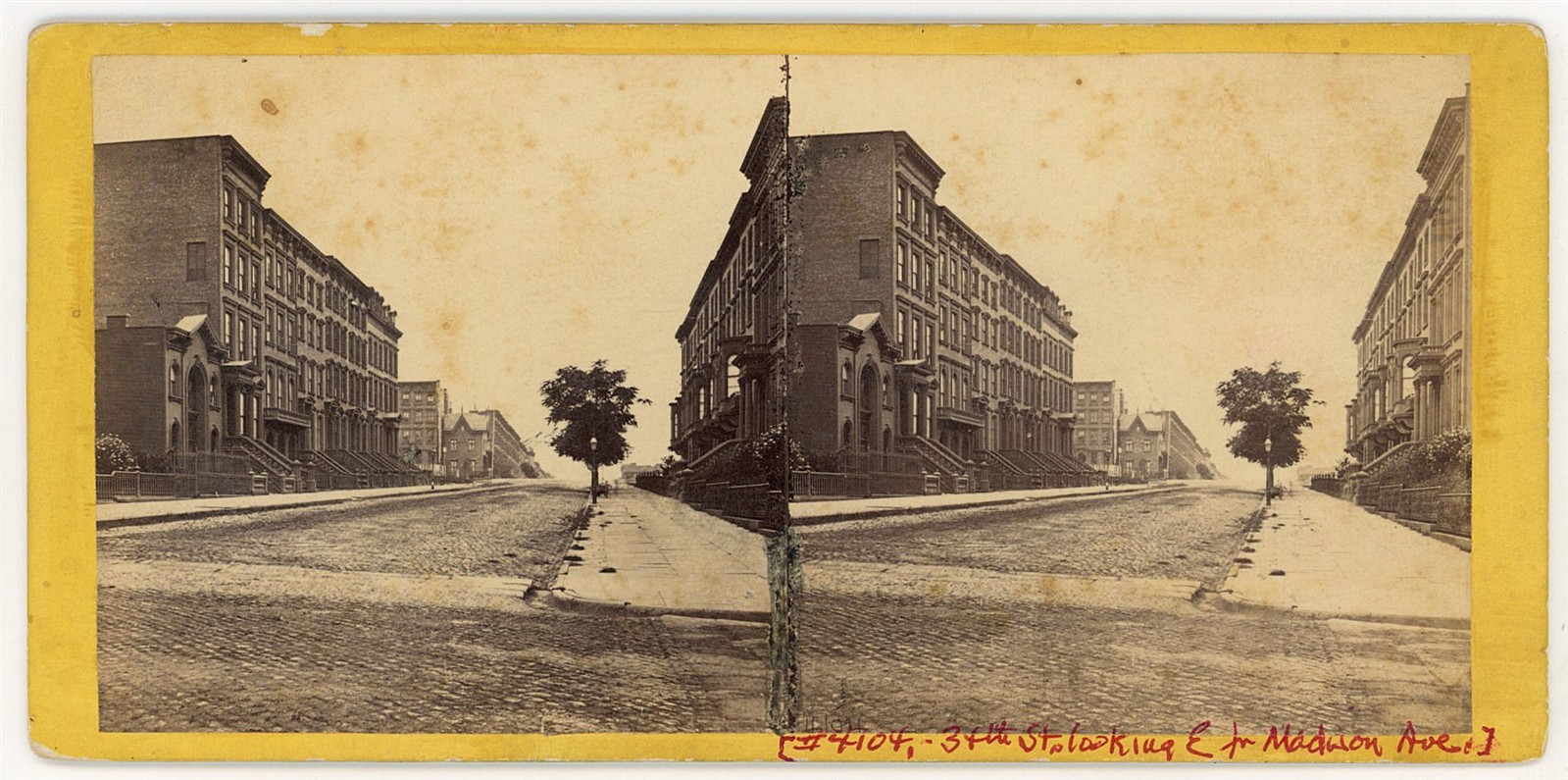 NEW YORK CITY STEREOVIEW - 34th Street from Madison Avenue - E&HT Anthony 1860s