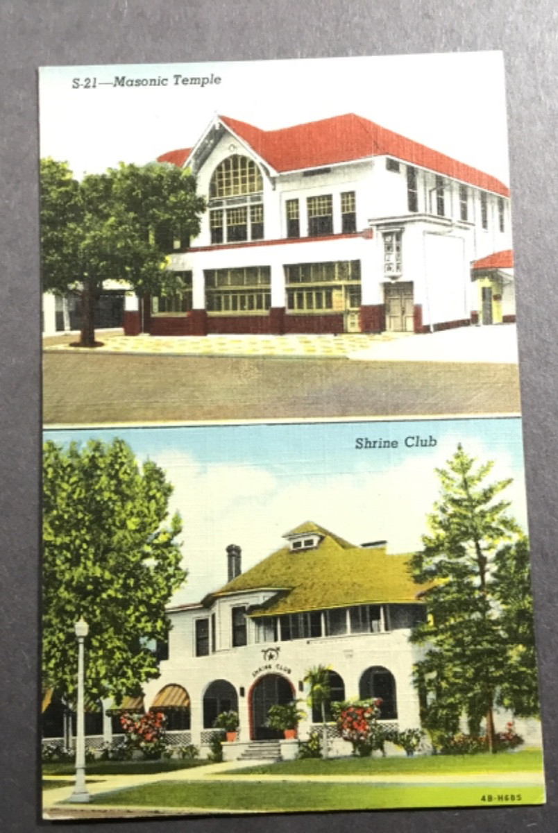 1940 Postcard. S-21 Masonic Temple, Shrine Hall. Very nice mint card