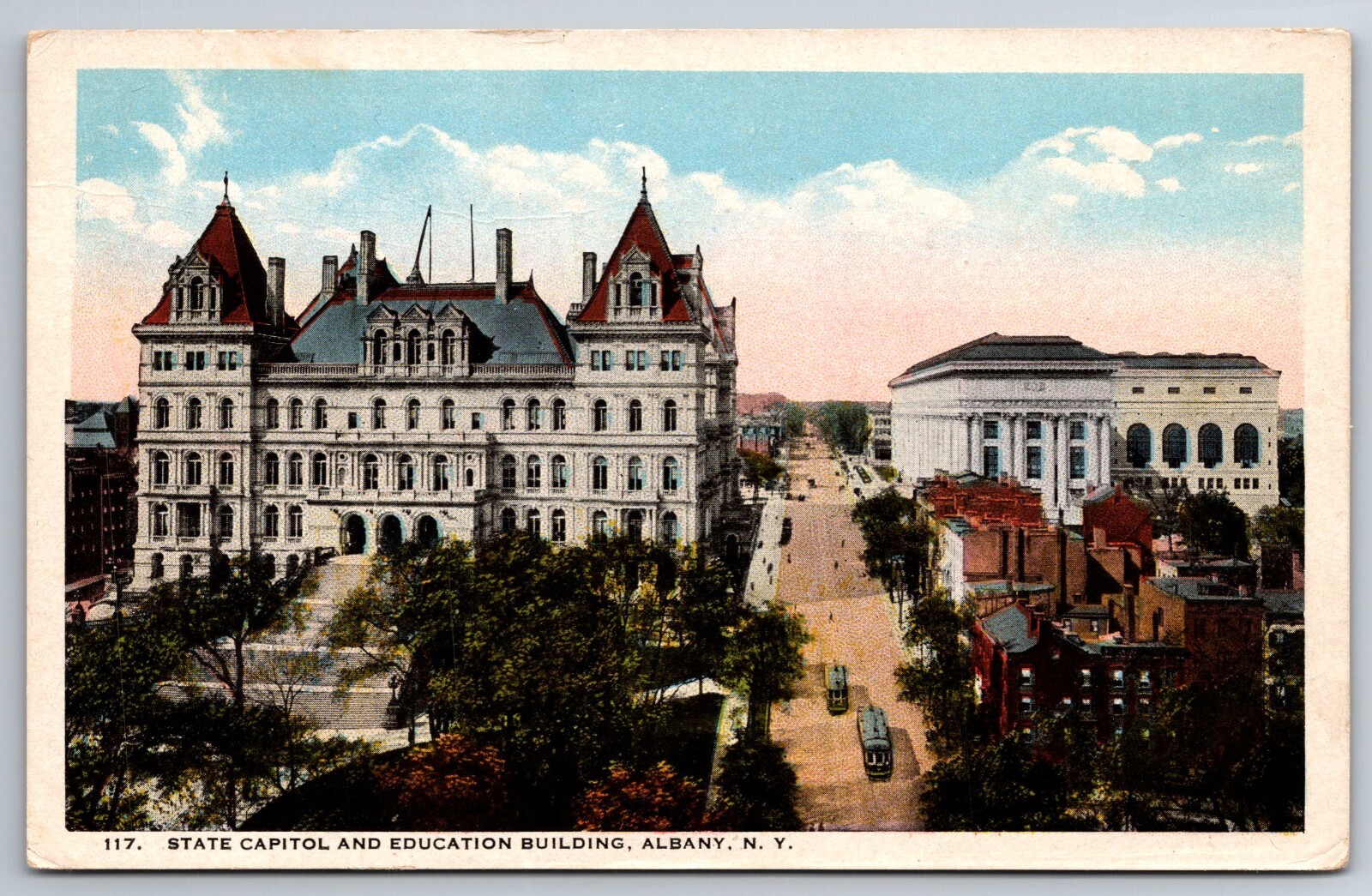 NY, Albany, State Capitol, Education Bldg, Aerial View, Vintage Postcard