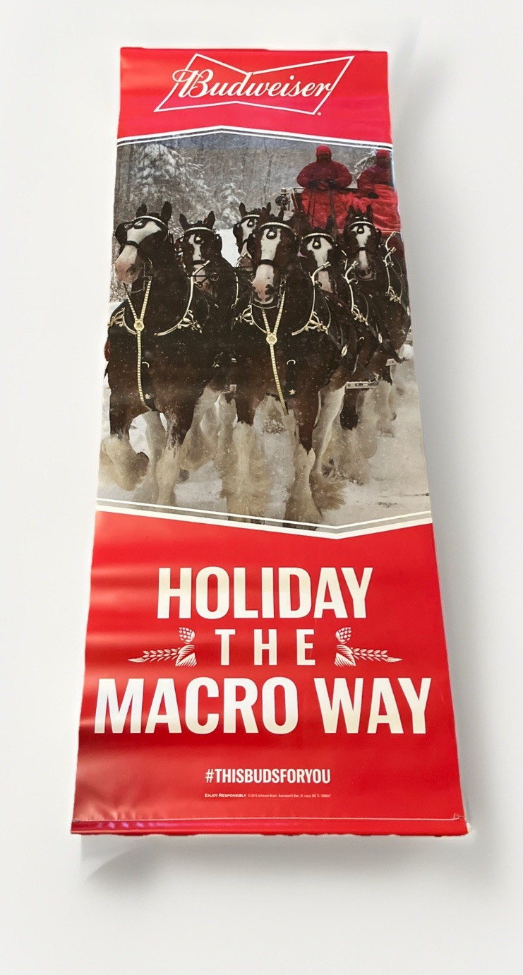 Vintage 5’x22” Vinyl Budweiser Banner Featuring A Horse Drawn Carriage 🍻