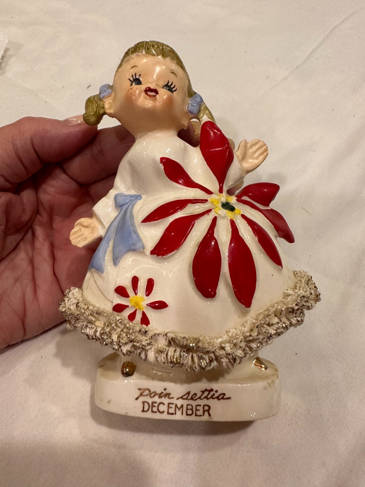 Vintage Consco Marilyn Exclusive December Poinsettia Angel Bell 7C62