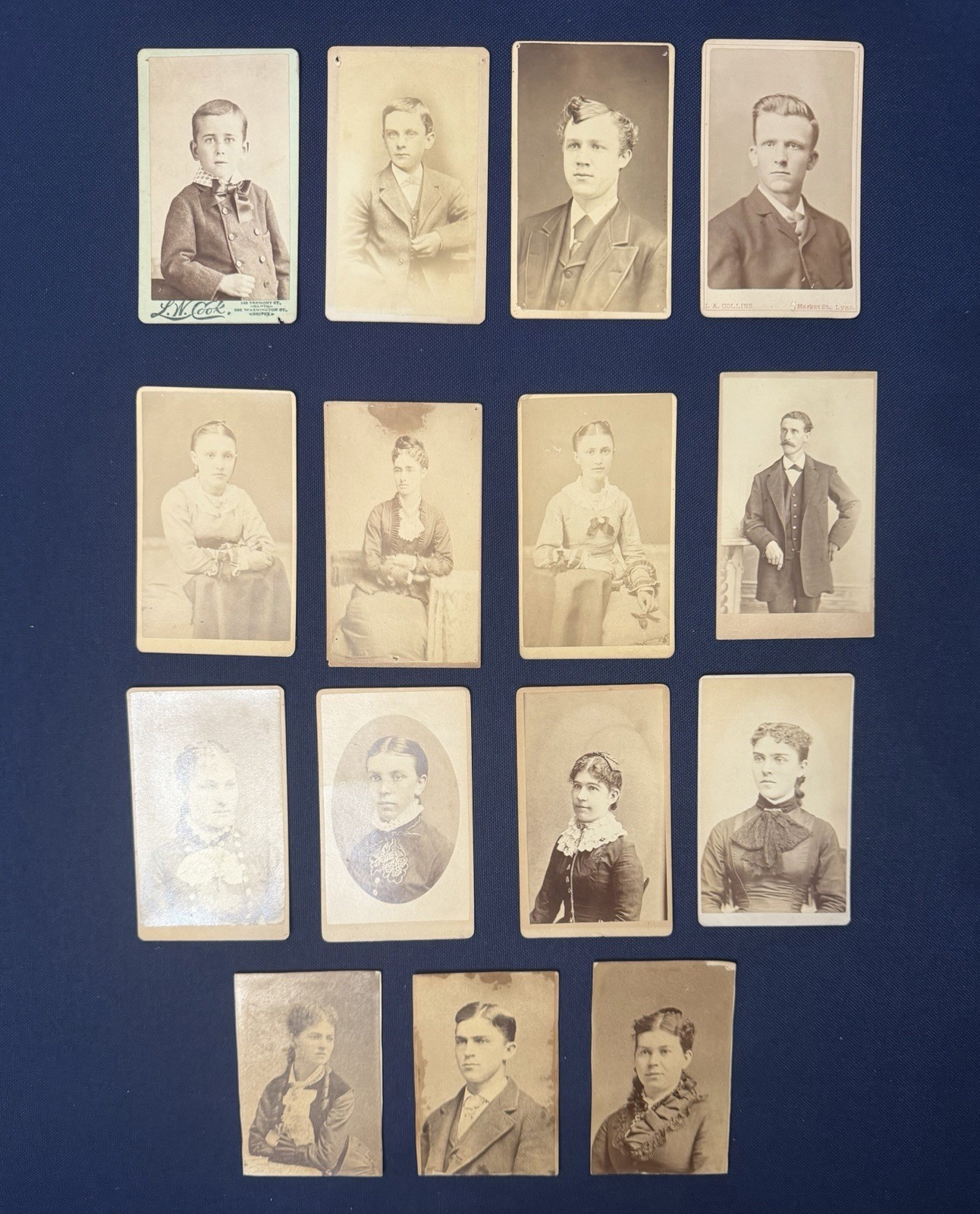 CDV Photo Cards, 15 Various Men & Women - Antique - Backs Printed w/ Studios