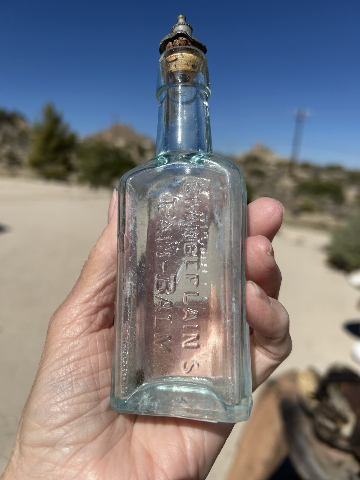Chamberlain’s Pain Balm Bottle 1890’s To 1910 Aqua Clear Glass