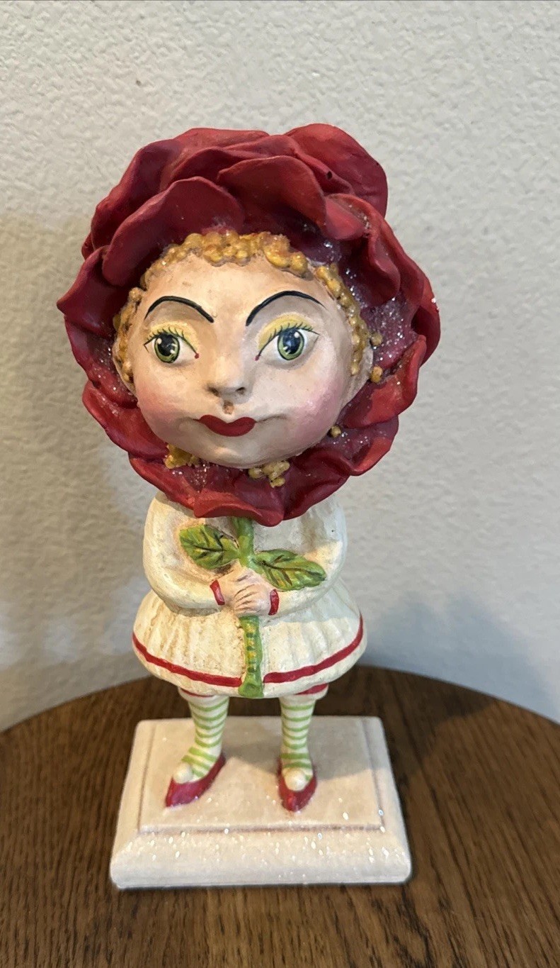 Hop Hop Jingle Boo Debra Schoch Flower Girl Figurine Red Rose 9” Tall