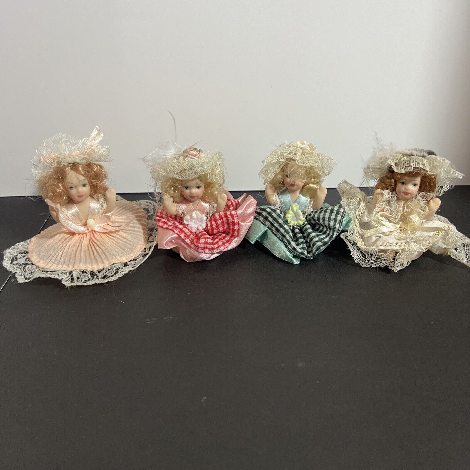 Vintage Porcelain Bisque Miniature Dolls, Collectible, Lot of 4 Dolls